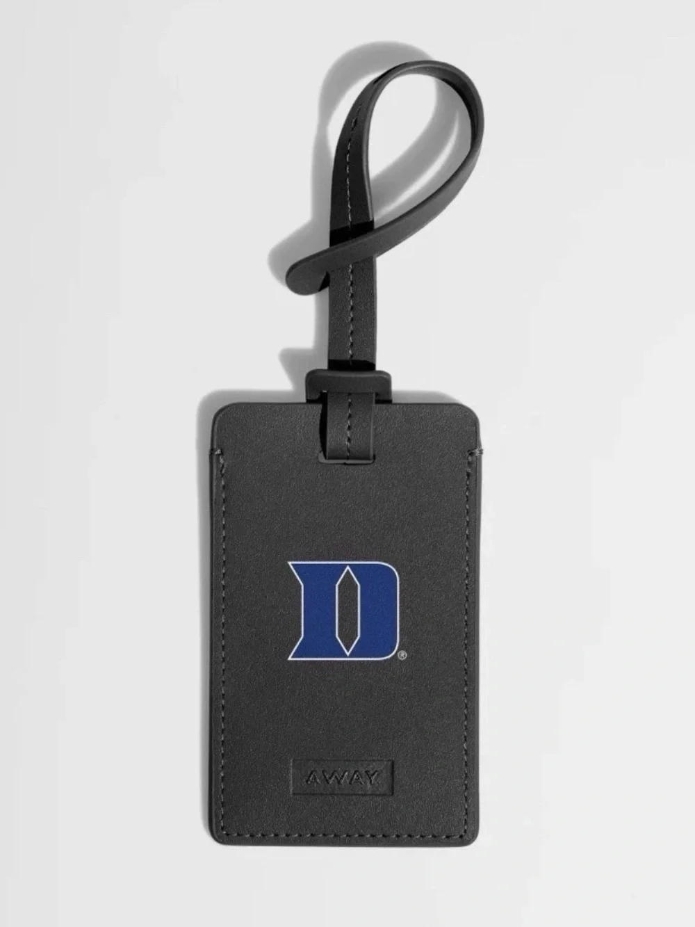 Away Black Leather Luggage Tag with Blue Duke D Logo